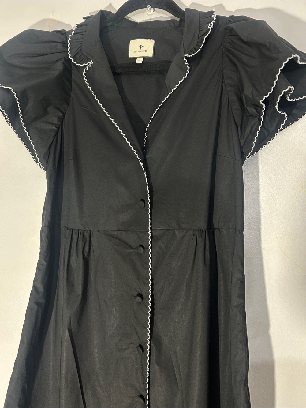 Tuckernuck Black Alice  Midi Dress with Contrast Piping size medium - Picture 9 of 9